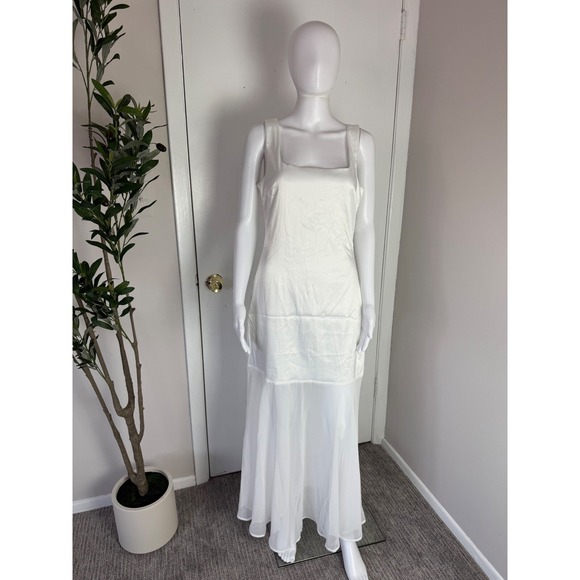 Commense White Maxi Dress Sheer Overlay Sleeveless Party Cocktail Dress‎ Size M - Picture 11 of 13